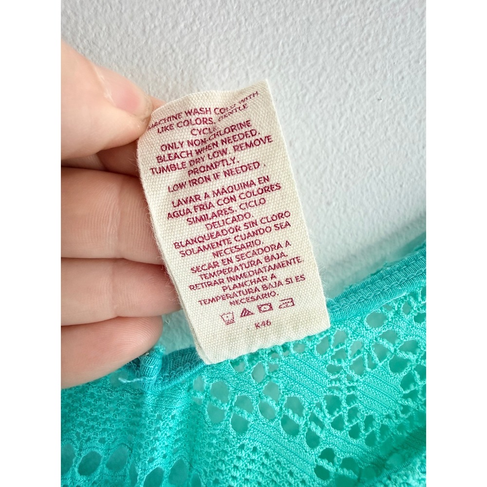 OP Women's Aqua Crochet Boho Beachy Swim Cover Up Dress Sz S Festival Coastal - Picture 5 of 8